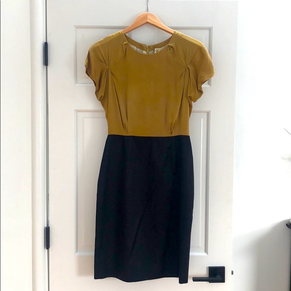 Two tone capped sleeve silk cocktail dress